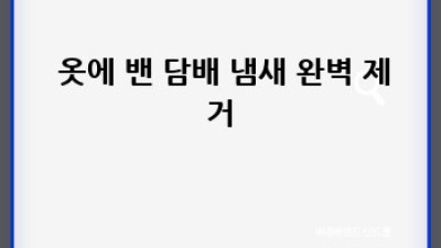 💨 찌든 담배 냄새 OUT! 완벽 제거 비법 공개 🏠✨